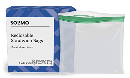 Product Cover Amazon Brand - Solimo Sandwich Storage Bags, 300 Count