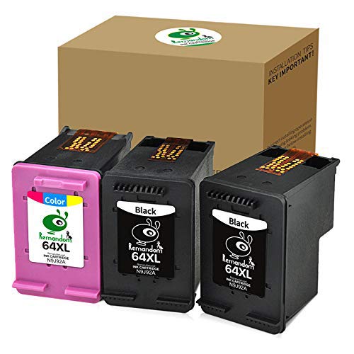 Product Cover Remandom Remanufactured for 64XL Ink Cartridge High Yield N9J92AN N9J91AN Compatible with HP Envy Photo 6252 6255 6258 7155 7158 7164 7855 7858 7864 Envy 5542 Printer(2BK+1Tri-C)