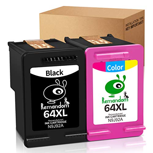 Product Cover Remandom Remanufactured Ink Cartridge Replacement for HP 64XL N9J92AN N9J91AN with HP Envy Photo 6252 6255 6258 7155 7158 7164 7855 7858 7864 Envy 5542 Printer(1BK+C)