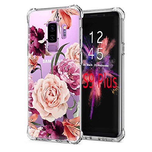 Product Cover LUOLNH Galaxy S9 Plus Case,Samsung Galaxy S9 Plus Case with Flower,Slim Shockproof Clear Floral Pattern Soft Flexible TPU Back Cover for Samsung Galaxy S9 Plus 2018(Purple)
