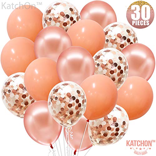 Product Cover Rose Gold, Confetti and Blush Pink Balloons - Pack of 30, Great for Bridal Shower Decorations, Birthday | Bridal Shower Balloons | Pre-filled Rose Gold Confetti Metallic Balloons, 3 Style, 12 Inch
