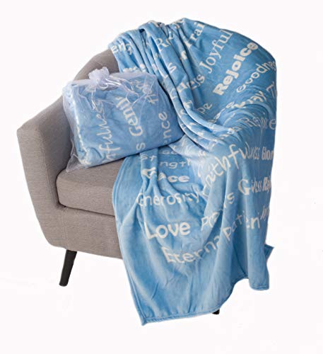 Product Cover BlankieGram Faith Throw Blanket with Inspirational Thoughts and Prayers - The Perfect Caring Gift for Hope Health and Love (Blue)