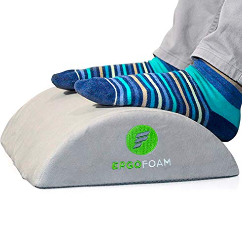 Product Cover ErgoFoam Ergonomic Foot Rest Under Desk | Premium Velvet Soft Foam Footrest for Desk | Most Comfortable Desk Foot Rest in The World for Lumbar, Back, Knee Pain | Foot Stool Rocker (Grey)