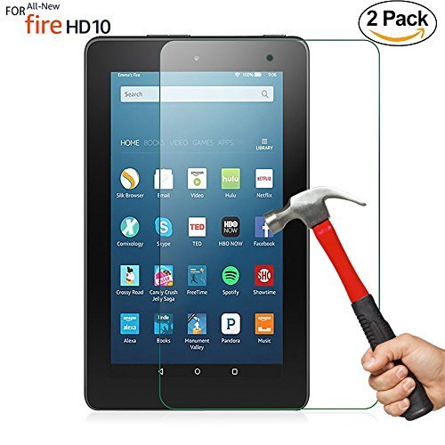 Product Cover [2 Pack] ZTOZ All New Kindle Fire HD 10 Tablet Tempered Glass Screen Protector (9th/7th Generation,2019/2017 Release), [Easy Installation][Anti-Scratch][Anti-Fingerprint][Bubble Free]