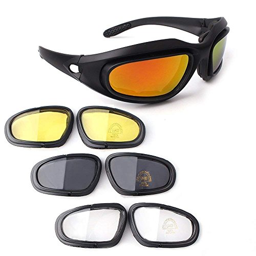 Product Cover Bernard Bertha Polarized Motorcycle Riding Glasses Goggle Kit, Padded Glasses Frame with 4 Lens Kit for Outdoor Activity Sport