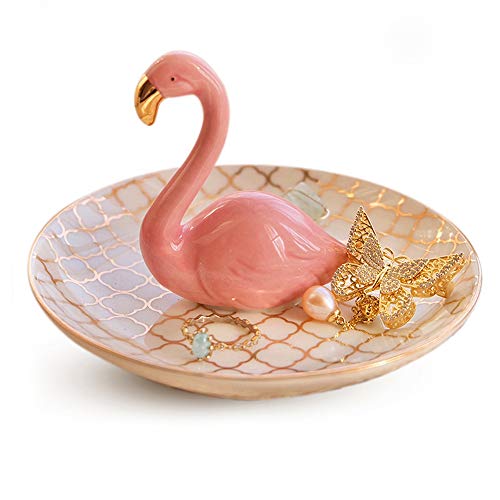 Product Cover PUDDING CABIN Flamingo Ring Dish Jewelry Holder Trinket Tray Flamingo Gifts for Women - Birthday Gift Thanksgiving Gift for Women Girls