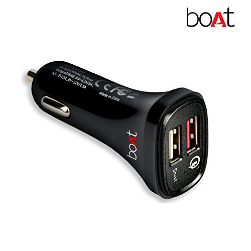 Product Cover boAt Dual Port Rapid Car Charger (Qualcomm Certified) Smart Charging with Quick Charge 3.0 (Black)