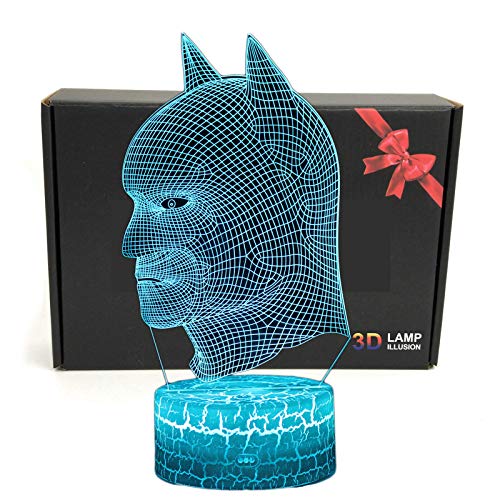 Product Cover LED Superhero 3D Optical Illusion Smart 7 Colors Night Light Table Lamp with USB Power Cable (Batman)