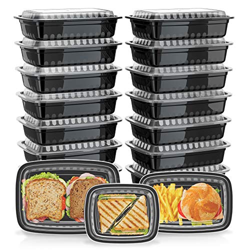 Product Cover Green Label [21 Pack] Assorted Meal Prep Containers [3 Sizes] with Lids, Bento Box and Food Storage, Microwavable, Stackable, Dishwasher and Freezer Safe, Amazon Exclusive, Black.