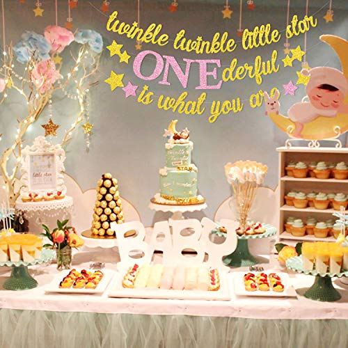 Product Cover Yaaaaasss! Twinkle Twinkle Little Star Banner Girl 1st Birthday Party Decor
