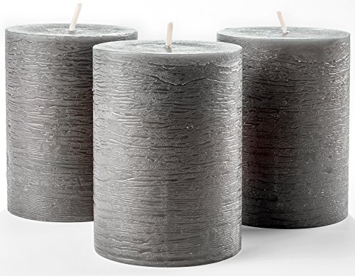 Product Cover Set of 3 Charcoal Pillar Candles Dark Grey 3