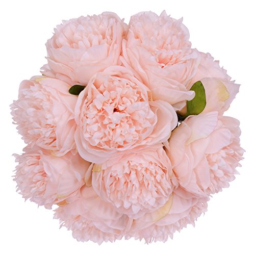 Product Cover Lvydec Vintage Peony Artificial Flowers - 2 Pack Silk Flowers Bouquet 10 Heads Peony Fake Flowers for Wedding Home Decoration (Peach)