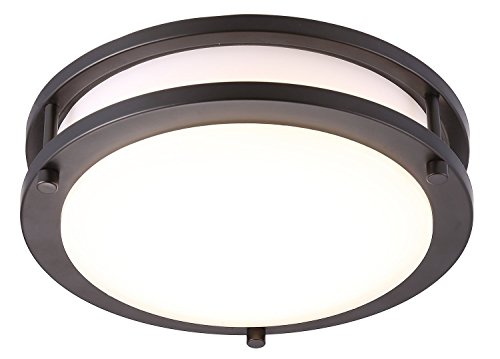 Product Cover Cloudy Bay LED Flush Mount Ceiling Light,10 inch,17W(120W Equivalent) Dimmable 1050lm,5000K Day Light,Oil Rubbed Bronze Round Lighting Fixture for Kitchen,Hallway,Bathroom,Stairwell