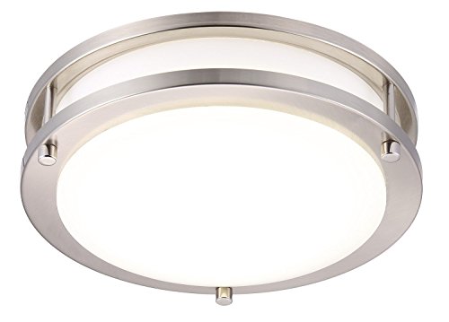Product Cover Cloudy Bay LED Flush Mount Ceiling Light,10 inch,17W(120W Equivalent) Dimmable 1150lm,5000K Day Light,Brushed Nickel Round Lighting Fixture for Kitchen,Hallway,Bathroom,Stairwell
