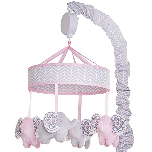 Product Cover Wendy Bellissimo Baby Mobile Crib Mobile Musical Mobile - Elephant Mobile from The Elodie Collection in Pink and Grey