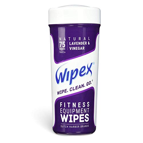 Product Cover Wipex Natural Gym & Fitness Equipment Wipes, Vinegar & Lavender, 75ct Canister, Great for Yoga Mats, Pilates & Dance Studios, Home & Corp Gym, Safe for Peloton & Cycle Bikes, Spas