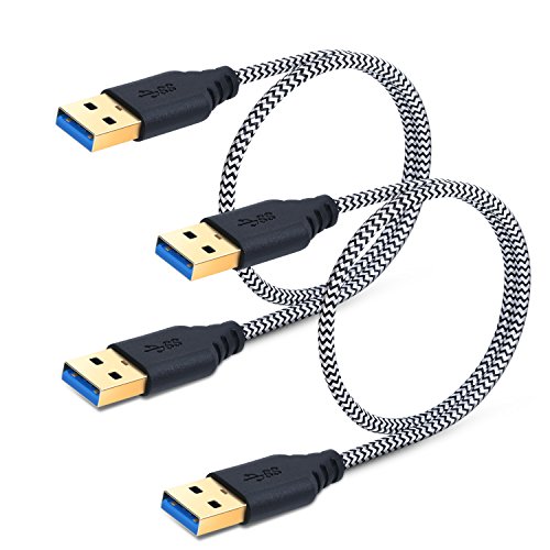 Product Cover USB to USB 3.0 Cable, Besgoods 2-Pack 1.5ft Short Braided USB 3.0 A to A Cable - A Male to Male USB Cable Cord for Laptop Cooling Pad, DVD Players, Hard Drive Enclosures, White