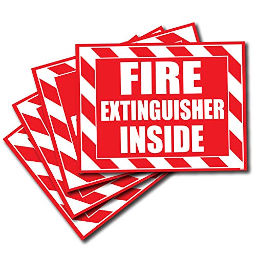 Product Cover Wrapco (4 Pack) Fire Extinguisher Inside Sticker Decal Sign Self Adhesive for Trucks or Equipment