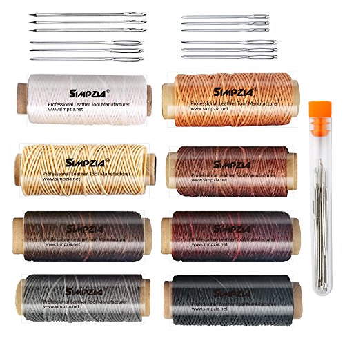 Product Cover 8 PCS Waxed Thread, Total 262 Yards,32.8 Yards per Spool 150D Sewing Stitching Thread for Leather, with Large-Eye Stitching Needles for Leather Projects
