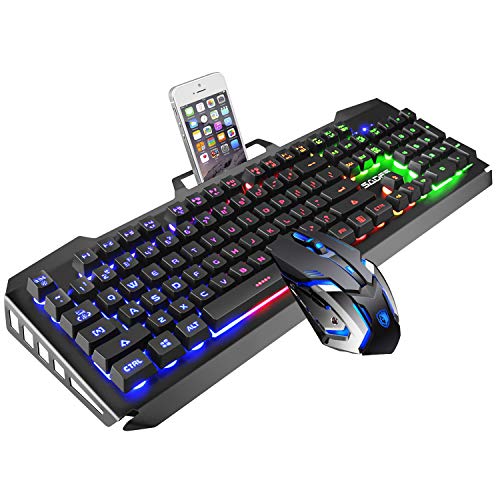 Product Cover Gaming Keyboard and Mouse Combo,SADES Gaming Mouse and Keyboard,Wired Keyboard with Colorful Lights and Mouse with 4 Adjustable DPI for Gaming for PC/laptop/MAC/win7/win8/win10