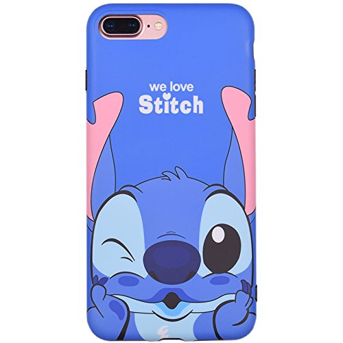 Product Cover Ultra Slim Fit Smooth Soft TPU Blue We Love Stitch Case for iPhone 7+ 7Plus 8Plus Large Size 5.5