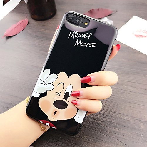 Product Cover Ultra Slim Fit Shiny Smooth Soft TPU Black Mickey Mouse Case for iPhone 7+ 7Plus 8Plus Large Size 5.5