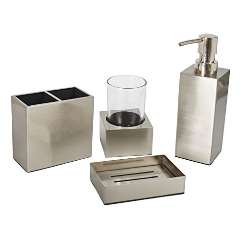 Product Cover YangShiMoeed Stainless Steel Bathroom Accessories Set,Lotion Dispenser,Toothbrush Holder, Tumbler Set,Soap Dish Best Gift for Family