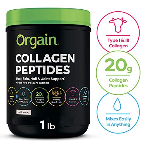 Product Cover Orgain Grass Fed Hydrolyzed Collagen Peptides Protein Powder - Paleo & Keto Friendly, Amino Acid Supplement, Pasture Raised, Gluten Free, Dairy Free, Soy Free, Non-GMO, Type I and III, 1 Pound