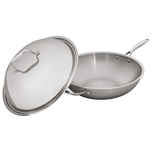 Product Cover Stone & Beam Wok With Dome Lid, 13 Inch, Tri-Ply Stainless Steel
