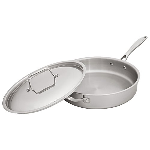 Product Cover Stone & Beam Saute Pan With Lid, 5-Quart, Tri-Ply Stainless Steel