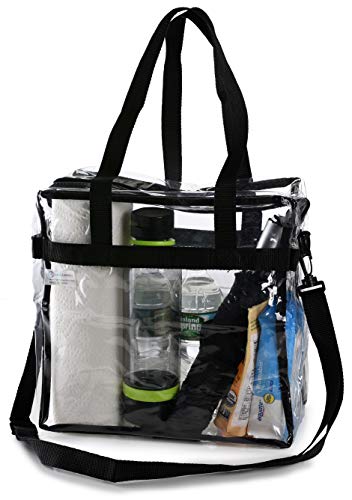 Product Cover Clear Tote Bag NFL Stadium Approved - Shoulder Straps and Zippered Top. Perfect Clear Bag for Work, School, Sports Games and Concerts. Meets NFL and PGA Tournament Guidelines. (12 x 12 x 6 Inches)