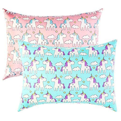 Product Cover IBraFashion Toddler Pillowcases for Girls Unicorn Pillowcases 14x19 for 13x18, 12x16 Pillow 100% Cotton Cute Princess Unicorn Printings Set of 2