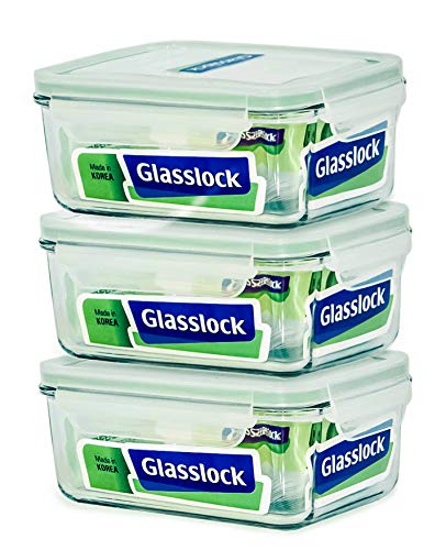 Product Cover Glasslock Food-Storage Container with Locking Lids Microwave Safe 6pcs Set Rectangular 64oz/1900ml