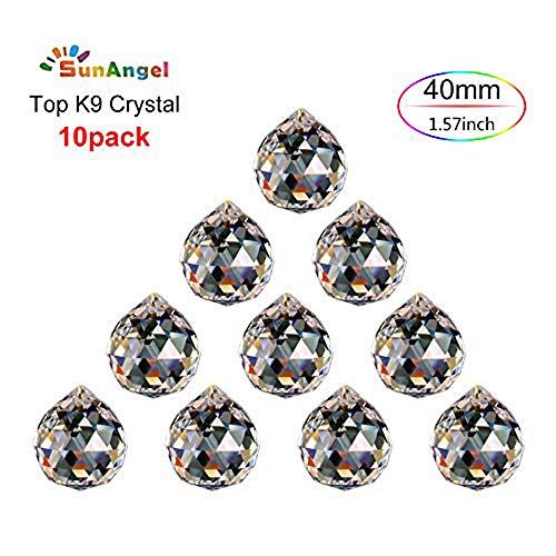 Product Cover SunAngel Top k9 Faceted Prism Crystal Ball Sun Catcher Rainbow Pendants Maker,Chandelier Drops Crystal,Prism Windows,Decor Crystal Pendant, Hanging Crystals Prisms (40MM Clear Prism Balls-10Pack)