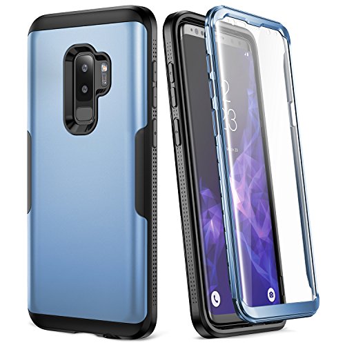 Product Cover Galaxy S9+ Plus Case, YOUMAKER Metallic Blue with Built-in Screen Protector Heavy Duty Protection Shockproof Slim Fit Full Body Case Cover for Samsung Galaxy S9 Plus 6.2 inch (2018) - Blue/Black