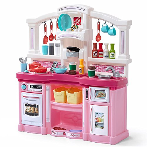 Product Cover Step2 Fun with Friends Kitchen | Large Plastic Play Kitchen with Realistic Lights & Sounds | Pink Kids Kitchen Playset & 45-Pc Kitchen Accessories Set