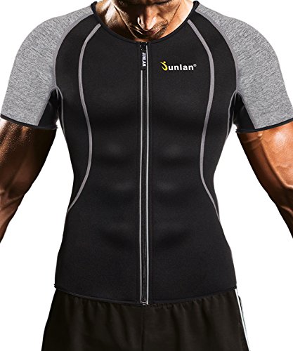Product Cover Junlan Men Weight Loss Shirt Workout Neoprene Top Training Body Shaper Clothes Sweat Sauna Suit Exercise Fitness Short Sleeve