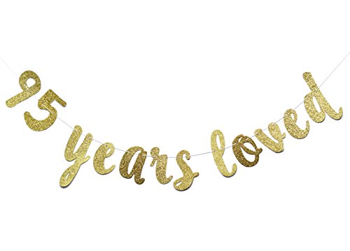 Product Cover 95 Years Loved Banner - Happy 95th Birthday/Wedding Anniversary Party Decorations-Gold