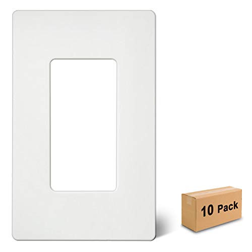 Product Cover [10 Pack] BESTTEN 1-Gang Screwless Wall Plate, USWP4 White Series, Decorator Outlet Cover, 4.69