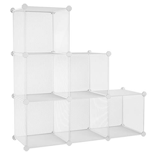 Product Cover SONGMICS 6-Cube Metal Mesh Storage Cube, Storage Shelves Organizer, Modular Bookcase, DIY Closet Cabinet Shelf for Books, Plant, Toys, Shoes, Clothes, 36.6
