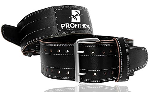 Product Cover ProFitness Genuine Leather Workout Belt (4 Inches Wide) - Proper Weight Lifting Form - Lower Back Support for Squats, Deadlifts, Cross Training