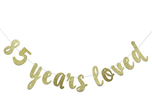 Product Cover 85 Years Loved Banner - Happy 85th Birthday/Wedding Anniversary Party Decorations-Gold