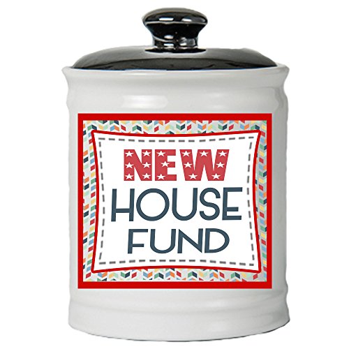 Product Cover Cottage Creek House Gifts New House Fund Jar Moving Piggy Bank New House Coin Bank/Fun Gifts [White]