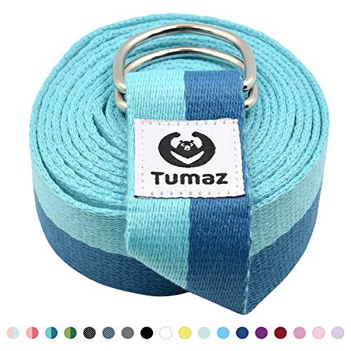 Product Cover Tumaz Yoga Strap/Stretch Bands with Adjustable D-Ring Buckle (6ft/8ft/10ft, Many Stylish Colors) - Best for Daily Stretching, Yoga, Pilates, Physical Therapy, Fitness