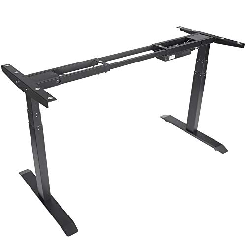 Product Cover Electric Stand up Desk Frame - EleTab Dual Motor Height Adjustable Ergonomic Sit Stand Desk Base Workstation with 3 Stage up Lifting Legs (Black Frame only)