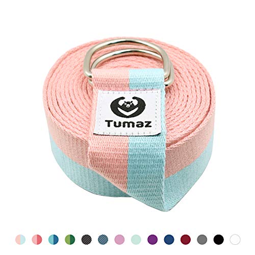 Product Cover Tumaz Yoga Strap/Stretch Bands with Adjustable D-Ring Buckle (6ft/8ft/10ft, Many Stylish Colors) - Best for Daily Stretching, Yoga, Pilates, Physical Therapy, Fitness