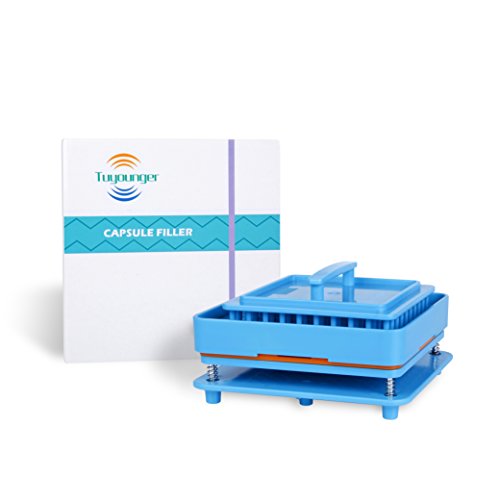 Product Cover Capsule Holder Plate,Tuyounger Capsule Filler Machine Tray,Manual Powder Filling Machine for Size 00 - 100 Holes with Powder Block&Tamper (Blue)