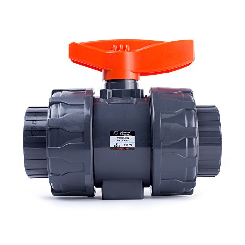 Product Cover HYDROSEAL Kaplan 2'' PVC True Union Ball Valve with Full Port, ASTM F1970, EPDM O-Rings and Reversible PTFE Seats, Rated at 200 PSI @73F, Gray, 2 inch Socket (2 inch)