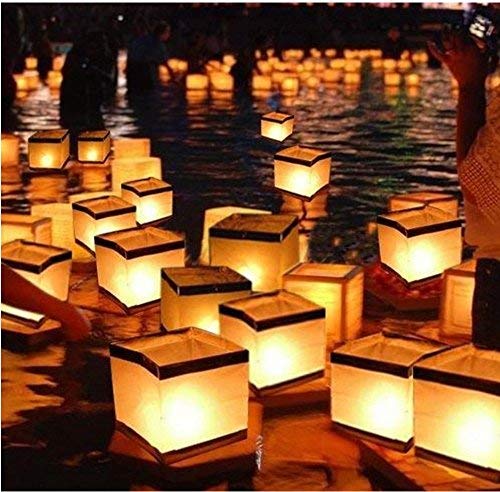 Product Cover 20 Pack Diagtree Square Chinese Lanterns Wishing, Praying, Floating, River Paper Candle Light, floating lanterns for lake or river, floating water lanterns, lanterns floating