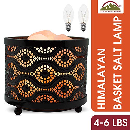 Product Cover Himalayan Glow Moroccan Style Metal Basket Night Light with Pink Salt Chunks,Salt Lamp Bulb,(ETL Certified) Dimmer Switch,Unique Lightening Ambiance - 2 Extra Bulbs